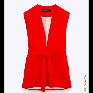 Zara Red belted vest